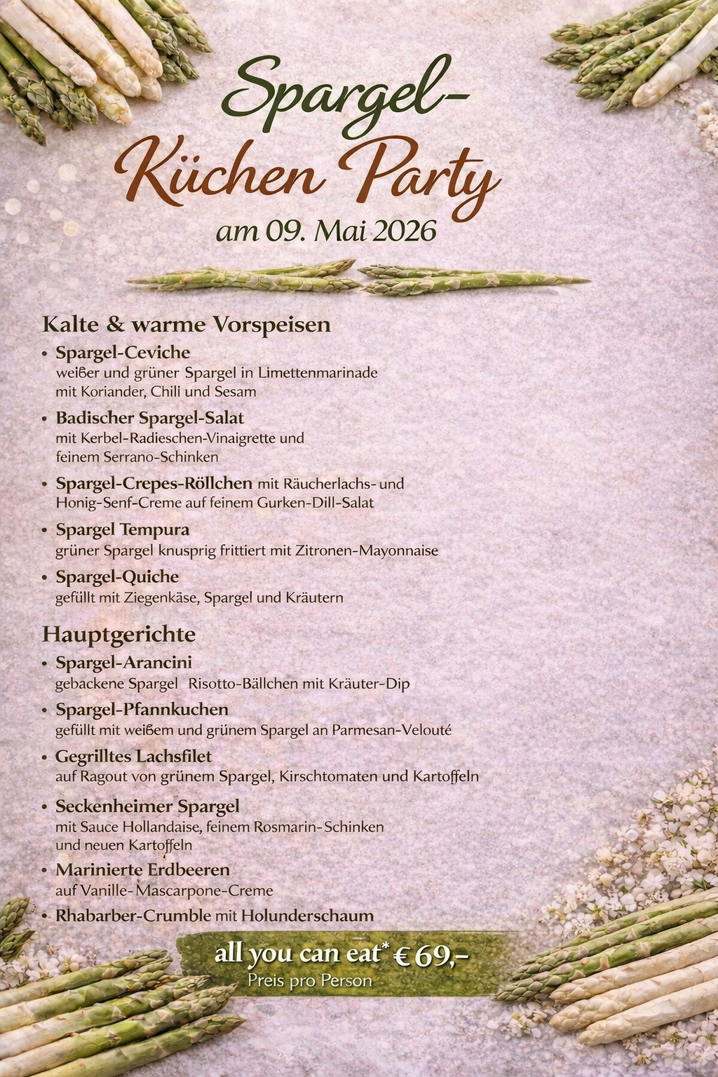 Küchenparty Spargel 09.Mai 2026 ab 17:30 Uhr