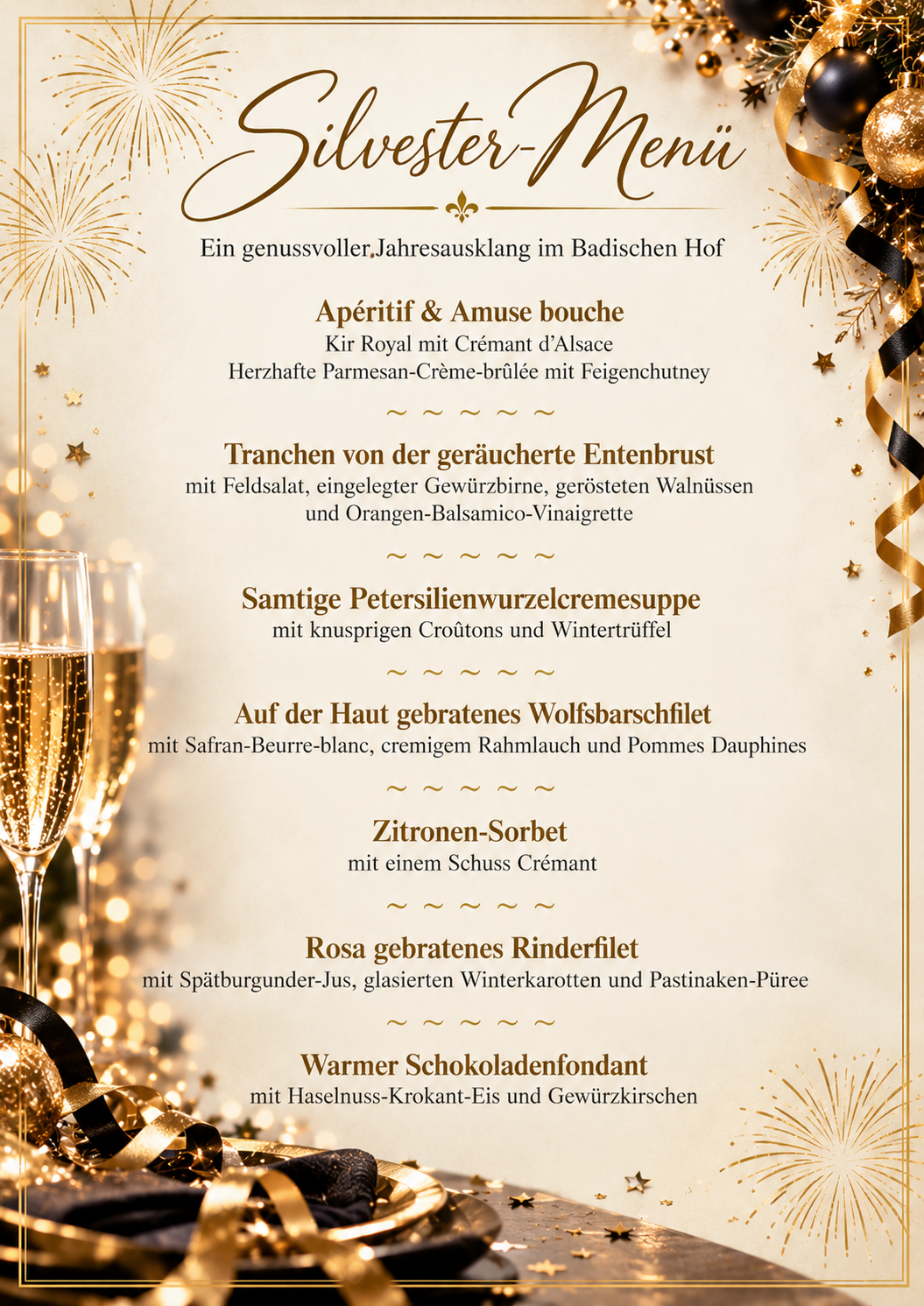 Silvester Menü 31.12.2026 um 18:00 Uhr